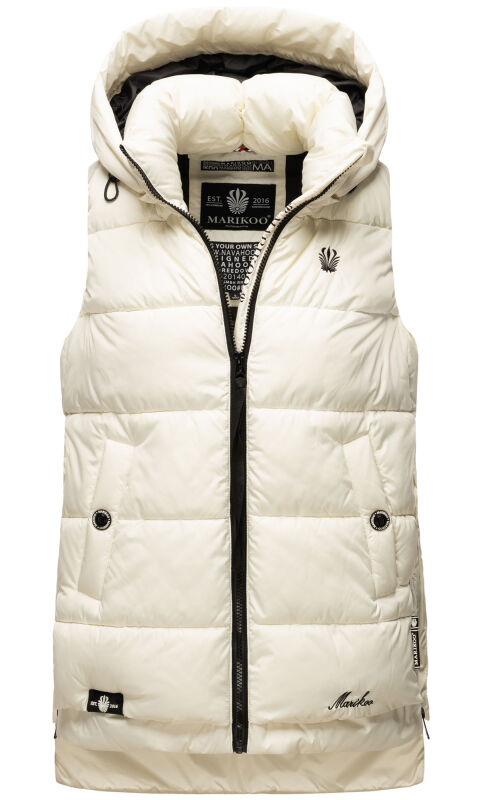 Marikoo Zarinaa Damen Weste Steppweste &Auml;rmellose Jacke Weiss-Gr.XXL