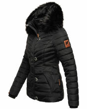 Navahoo Wisteriaa ladies winter hooded quilted jacket with fur collar Schwarz-Gr.XS