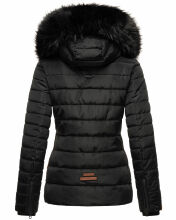 Navahoo Wisteriaa ladies winter hooded quilted jacket with fur collar Schwarz-Gr.S