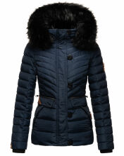 Navahoo Wisteriaa ladies winter hooded quilted jacket with fur collar Navy-Gr.XS