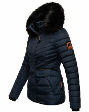 Navahoo Wisteriaa ladies winter hooded quilted jacket with fur collar Navy-Gr.XS