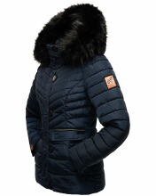 Navahoo Wisteriaa ladies winter hooded quilted jacket with fur collar Navy-Gr.XS