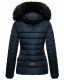 Navahoo Wisteriaa ladies winter hooded quilted jacket with fur collar Navy-Gr.XS