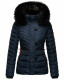 Navahoo Wisteriaa ladies winter hooded quilted jacket with fur collar Navy-Gr.M