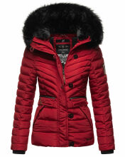 Navahoo Wisteriaa ladies winter hooded quilted jacket with fur collar Rot-Gr.XS