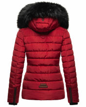 Navahoo Wisteriaa Damen Winter Steppjacke mit Kapuze und Fellkragen Rot S - Gr. 36