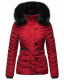 Navahoo Wisteriaa Damen Winter Steppjacke mit Kapuze und Fellkragen Rot S - Gr. 36