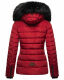 Navahoo Wisteriaa Damen Winter Steppjacke mit Kapuze und Fellkragen Rot S - Gr. 36