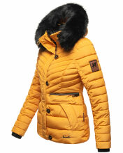 Navahoo Wisteriaa ladies winter hooded quilted jacket with fur collar Gelb-Gr.M