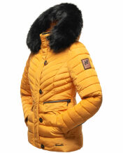 Navahoo Wisteriaa ladies winter hooded quilted jacket with fur collar Gelb-Gr.M