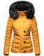 Navahoo Wisteriaa ladies winter hooded quilted jacket with fur collar Gelb-Gr.M
