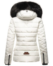 Navahoo Wisteriaa Damen Winter Steppjacke mit Kapuze und Fellkragen Weiss XS - Gr. 34