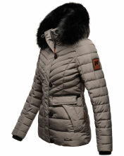 Navahoo Wisteriaa Damen Winter Steppjacke mit Kapuze und Fellkragen Grau S - Gr. 36