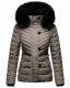 Navahoo Wisteriaa Damen Winter Steppjacke mit Kapuze und Fellkragen Grau S - Gr. 36