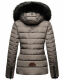 Navahoo Wisteriaa Damen Winter Steppjacke mit Kapuze und Fellkragen Grau S - Gr. 36