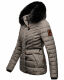 Navahoo Wisteriaa Damen Winter Steppjacke mit Kapuze und Fellkragen Grau S - Gr. 36