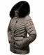 Navahoo Wisteriaa Damen Winter Steppjacke mit Kapuze und Fellkragen Grau S - Gr. 36