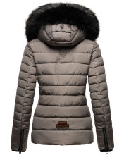 Navahoo Wisteriaa Damen Winter Steppjacke mit Kapuze und Fellkragen Grau XL - Gr. 42
