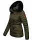 Navahoo Wisteriaa ladies winter hooded quilted jacket with fur collar Olive-Gr.XS