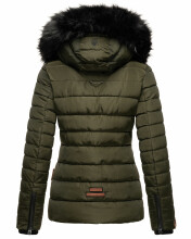 Navahoo Wisteriaa ladies winter hooded quilted jacket with fur collar Olive-Gr.M