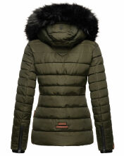 Navahoo Wisteriaa Damen Winter Steppjacke mit Kapuze und Fellkragen Olive M - Gr. 38