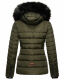 Navahoo Wisteriaa Damen Winter Steppjacke mit Kapuze und Fellkragen Olive M - Gr. 38