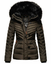 Navahoo Wisteriaa Damen Winter Steppjacke mit Kapuze und Fellkragen Anthrazit S - Gr. 36