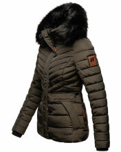 Navahoo Wisteriaa Damen Winter Steppjacke mit Kapuze und Fellkragen Anthrazit S - Gr. 36
