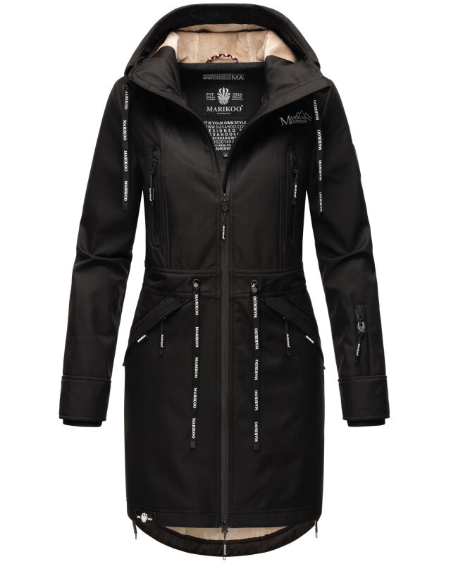 Marikoo Racquellee Damen Softshell Jacke Schwarz-Gr.L