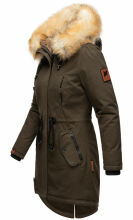 Navahoo Bombii Damen Winterjacke lang mit Kunstfell Anthrazit Größe S - Gr. 36