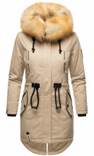 Navahoo Bombii Damen Winterjacke lang mit Kunstfell Taupe Größe S - Gr. 36