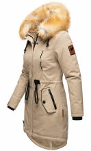 Navahoo Bombii ladies winter jacket long with faux fur Taupe Größe S - Gr. 36