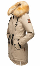 Navahoo Bombii ladies winter jacket long with faux fur Taupe Größe S - Gr. 36