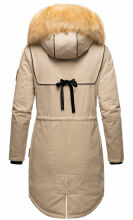 Navahoo Bombii Damen Winterjacke lang mit Kunstfell Taupe Größe S - Gr. 36