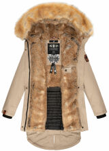 Navahoo Bombii ladies winter jacket long with faux fur Taupe Größe S - Gr. 36