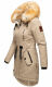 Navahoo Bombii Damen Winterjacke lang mit Kunstfell Taupe Größe S - Gr. 36