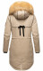 Navahoo Bombii ladies winter jacket long with faux fur Taupe Größe S - Gr. 36