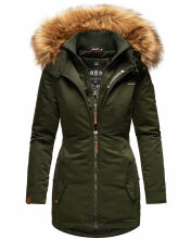 Marikoo Sanakoo Damen Winterjacke mit Teddyfell Olive Größe XS - Gr. 34