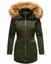 Marikoo Sanakoo Damen Winterjacke mit Teddyfell Olive Größe XS - Gr. 34