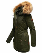 Marikoo Sanakoo Damen Winterjacke mit Teddyfell Olive Größe XS - Gr. 34