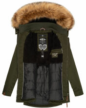 Marikoo Sanakoo Damen Winterjacke mit Teddyfell Olive Größe XS - Gr. 34