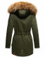 Marikoo Sanakoo Damen Winterjacke mit Teddyfell Olive Größe XS - Gr. 34