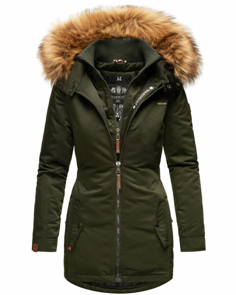 Marikoo Sanakoo Damen Winterjacke mit Teddyfell Olive Größe M - Gr. 38