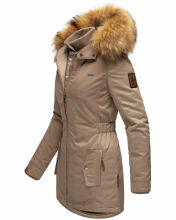 Marikoo Sanakoo Damen Winterjacke mit Teddyfell Taupe Größe S - Gr. 36