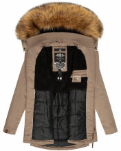 Marikoo Sanakoo Damen Winterjacke mit Teddyfell Taupe Größe S - Gr. 36