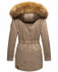 Marikoo Sanakoo Damen Winterjacke mit Teddyfell Taupe Größe S - Gr. 36