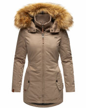 Marikoo Sanakoo Damen Winterjacke mit Teddyfell Taupe Größe XL - Gr. 42