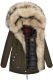 Navahoo Sweety Damen 2in1 Parka Winterjacke Olive Größe XS - Gr. 34