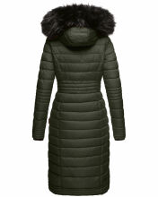 Navahoo Umay Damen lange Winterjacke mit Fellkragen Olive-Gr.L