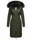 Navahoo Umay Damen lange Winterjacke mit Fellkragen Olive-Gr.L